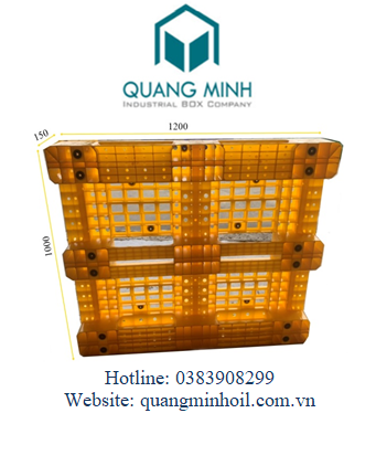 Pallet nhựa màu vàng KT 1200x1000x150mm (QM11-LK) 